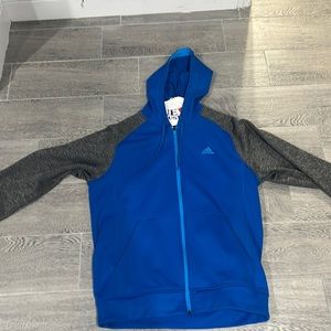 Blue And Grey Adidas Zip Up Sweater L